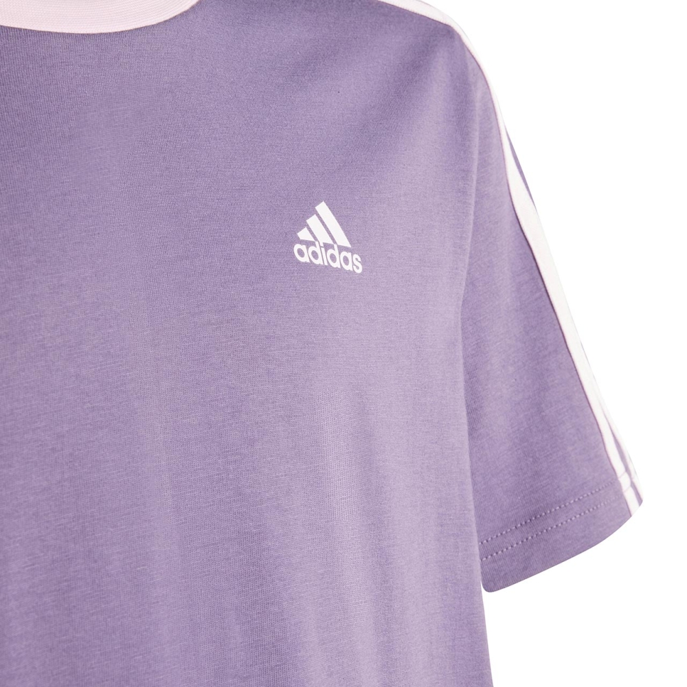 Tricou Camasa T- for adidas Essentials 3-Stripes Cotton Loose Fit Boyfriend purple IL3276 copil