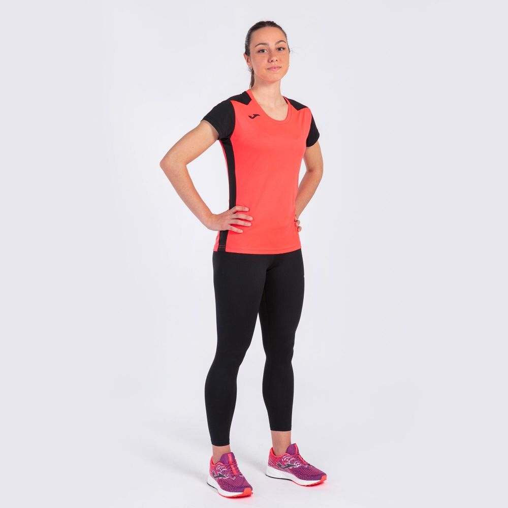 Camasa Record Ii Maneca Scurta T- Fluor Coral Black Joma