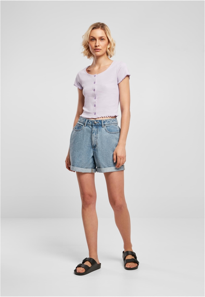 Tricou Cropped Button Up Rib dama Urban Classics