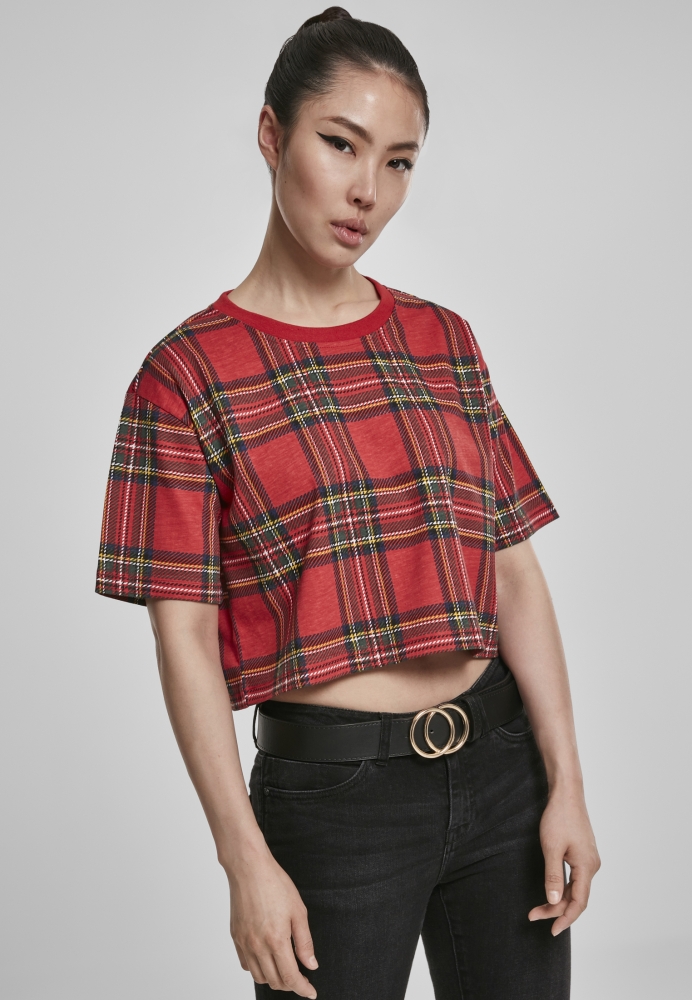 Tricou AOP Tartan Short Oversized dama Urban Classics