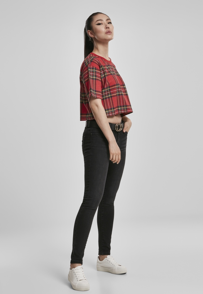 Tricou AOP Tartan Short Oversized dama Urban Classics