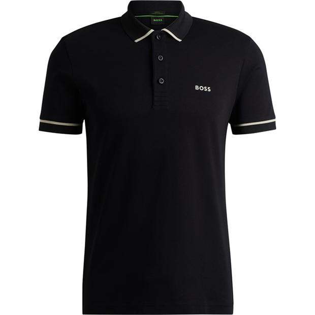 Camasa Boss Interlock-Cotton Slim-Fit Polo With Contrast Trim barbat