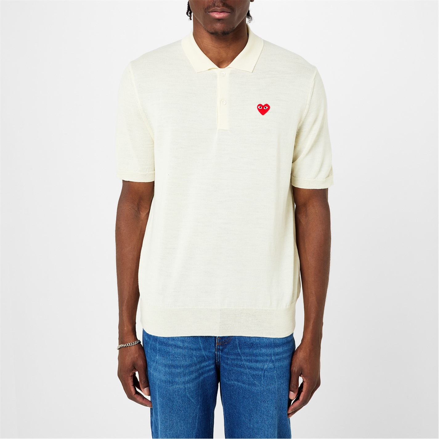 Camasa COMME DES GARCONS PLAY Heart Patch Wool Polo