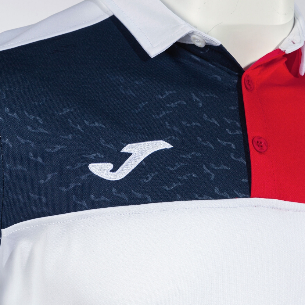 Crew V Maneca Scurta Polo White Red Navy Joma