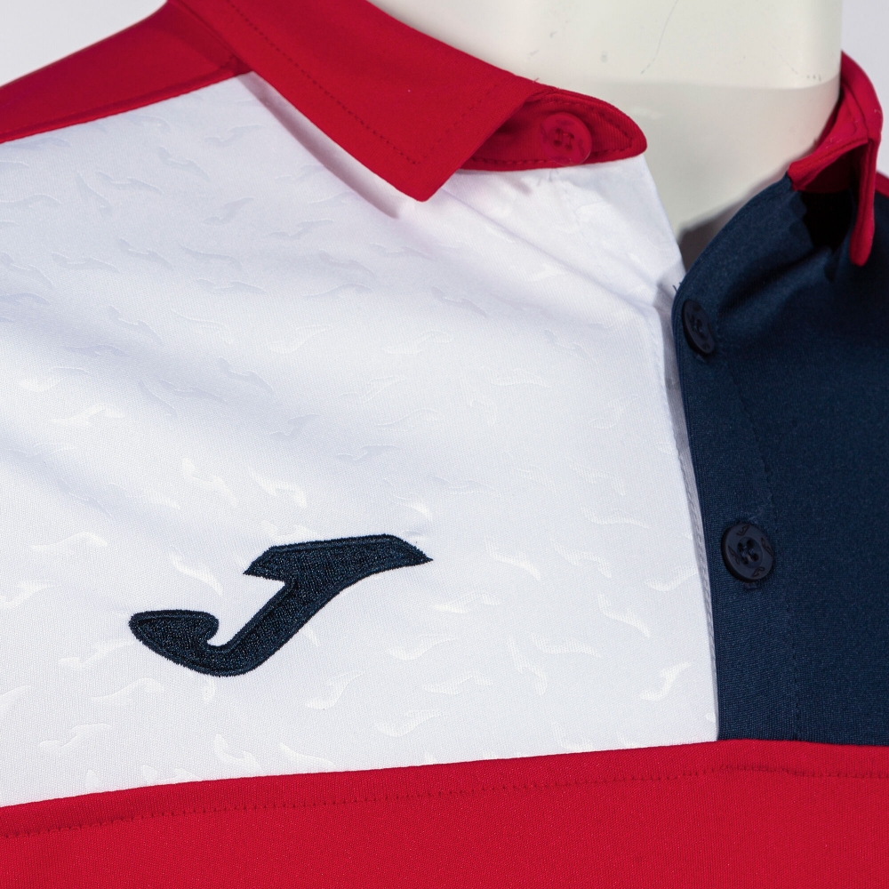 Crew V Maneca Scurta Polo Red Navy White Joma