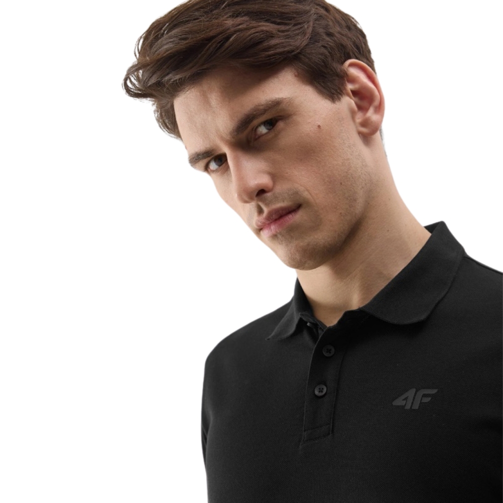 Tricou polo b?rba?i 4 F negru 4FWSS24TPTSM130 20S 4F