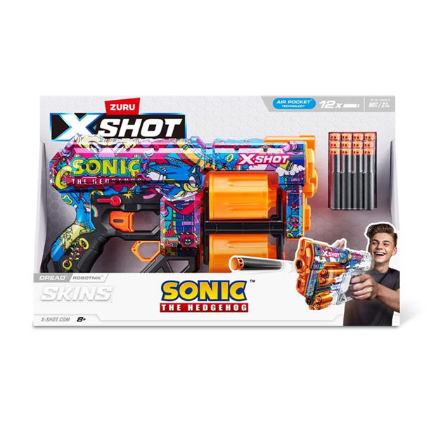 X-Shot SKINS DREAD Sonic The Hedgehog Blaster (12 Air Pocket Technology Darts) by ZURU