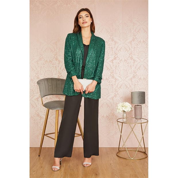 Yumi Yumi Green Sequin Blazer With Pockets